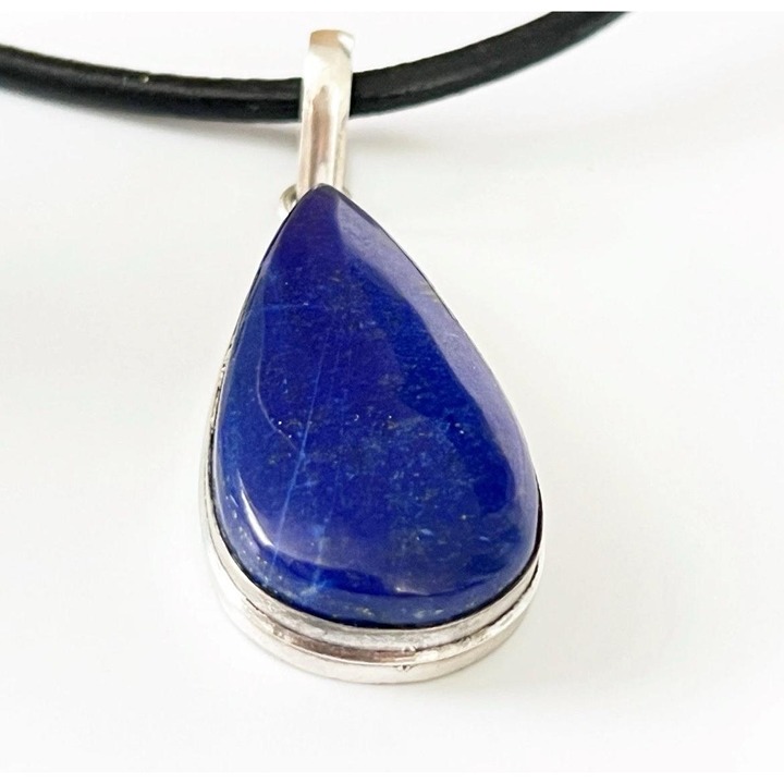 925 Sterling Silver Blue Lapis Lazuli Teardrop Pendant Boho Necklace jewelry