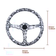 BRAND NEW UNIVERSAL 350MM Skull Graphic Acrylic Deep Dish 6 Holes Steering Wheel