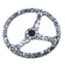 BRAND NEW UNIVERSAL 350MM Skull Graphic Acrylic Deep Dish 6 Holes Steering Wheel