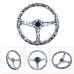 BRAND NEW UNIVERSAL 350MM Skull Graphic Acrylic Deep Dish 6 Holes Steering Wheel