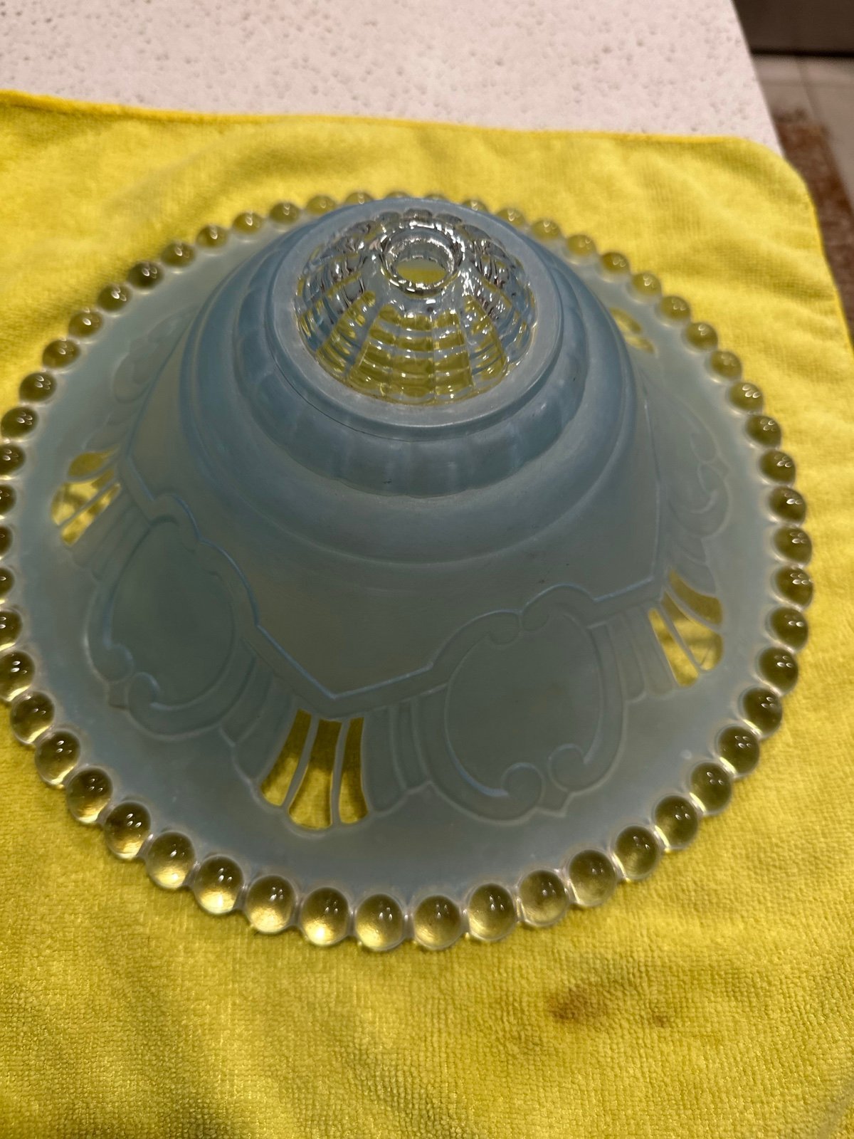 Mid Century blue/Clear bubble edge Glass Ceiling Light fixture