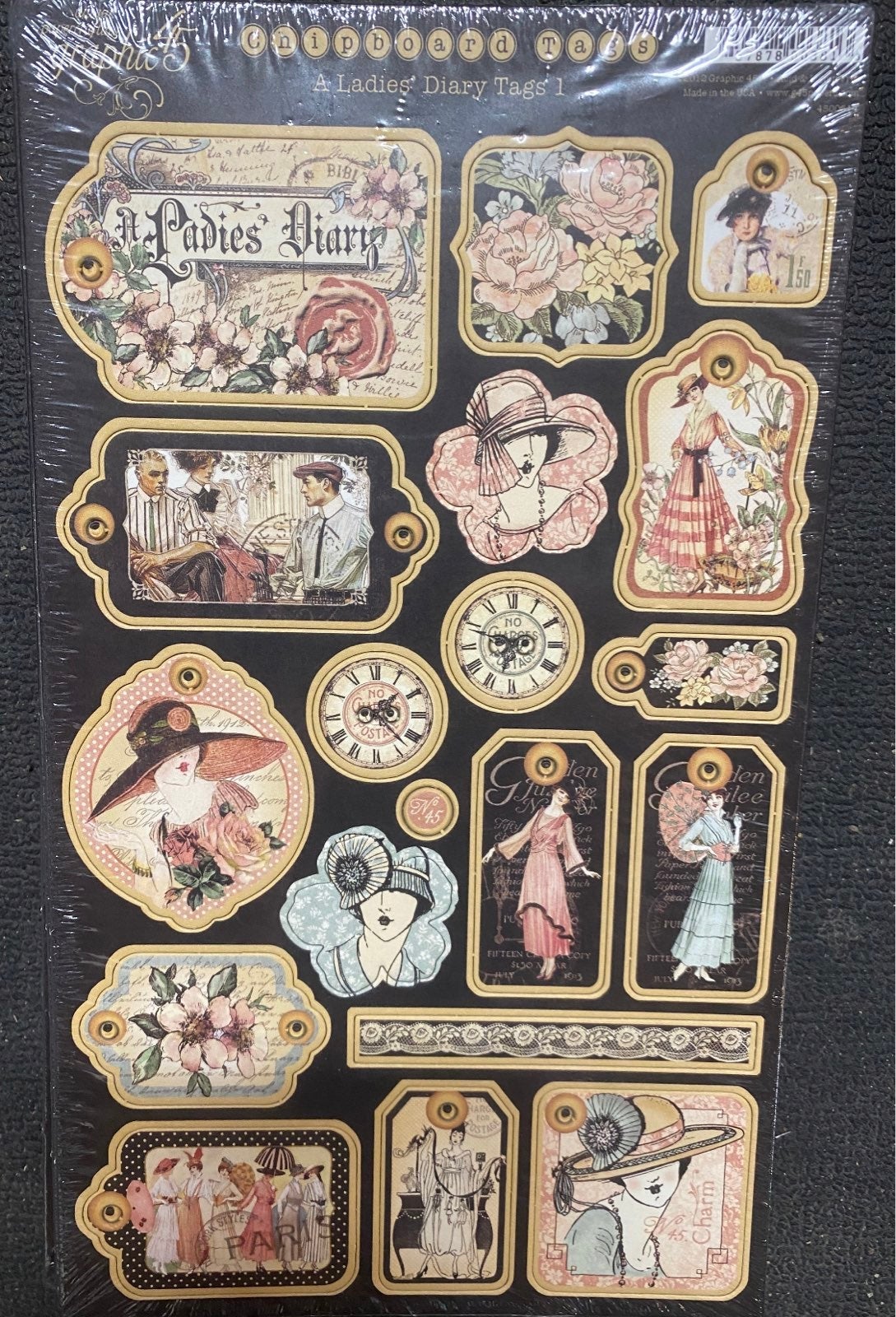 New - graphic 45 scrapbook chipboard tag