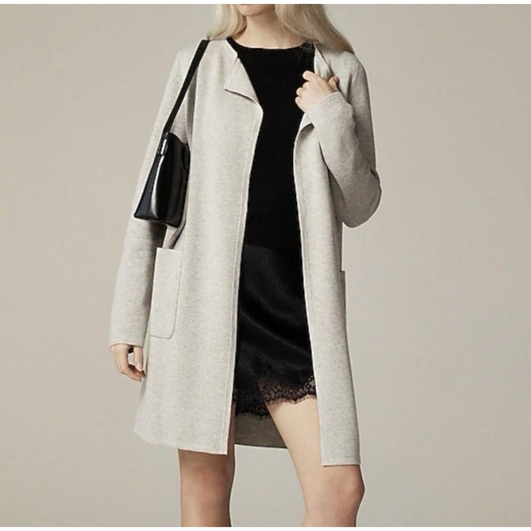 J. Crew Juliette Collarless Sweater - Blazer Merino Wool Blend Heather Dove MED