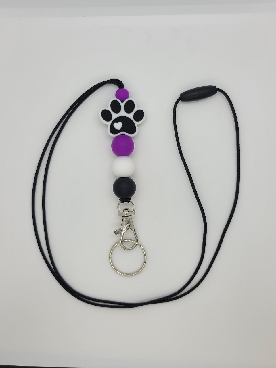 Purple Paw Print Silicone Beaded Lanyard | ID Badge Holder | Teacher Lanyard Purple Paw Print Silicone Beaded Lanyard | ID Badge Holder | Teacher Lanyard