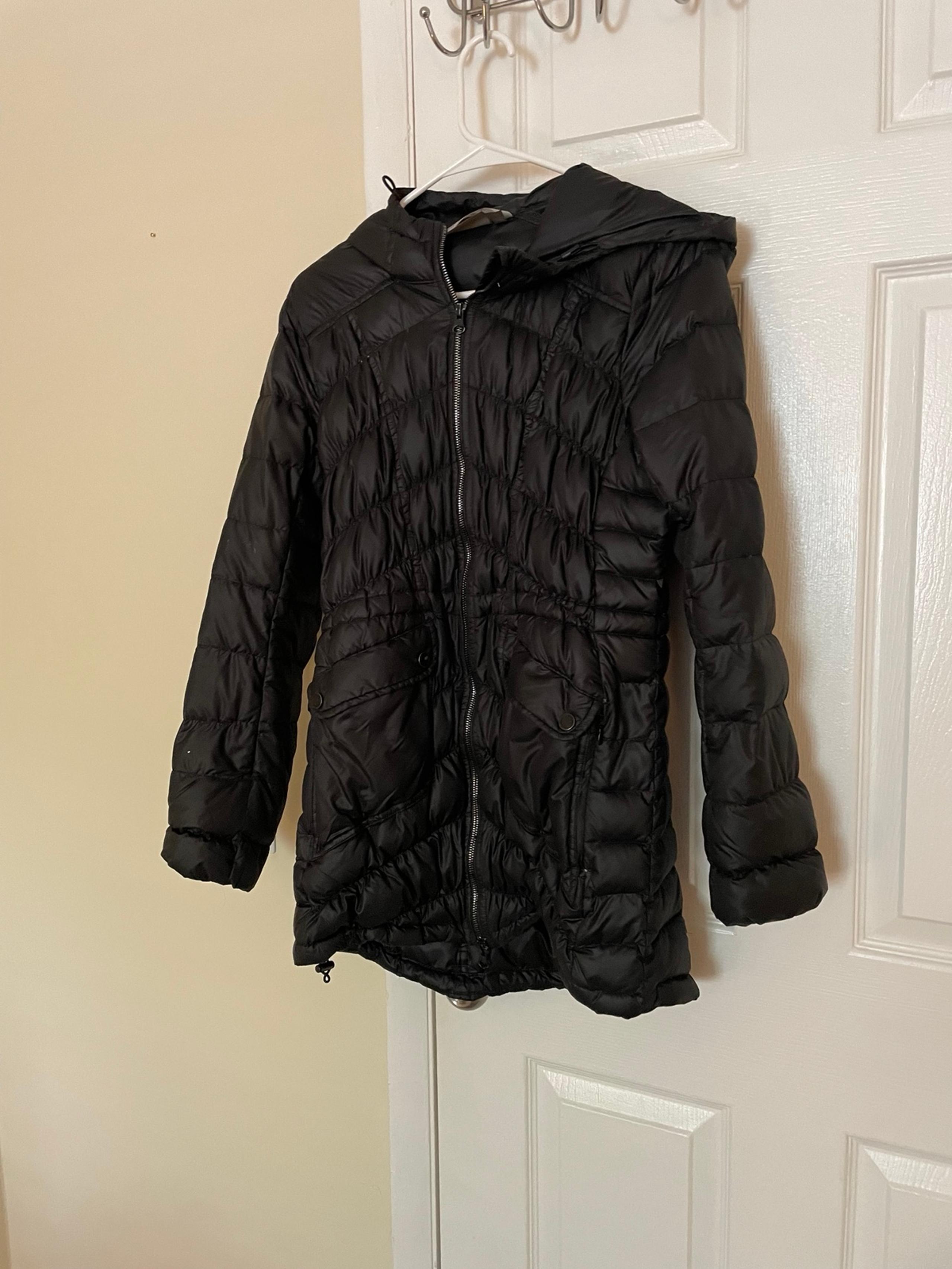 Athleta down puffer jacket zip up with hood size small