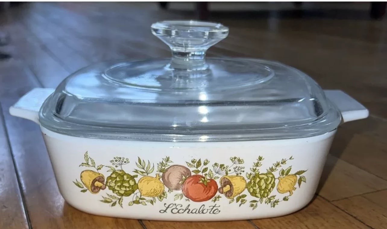 Stamped Vintage Corning Ware L'Echalote A-1-B 1 QT Spice Of Life W Pyrex Lid A7C