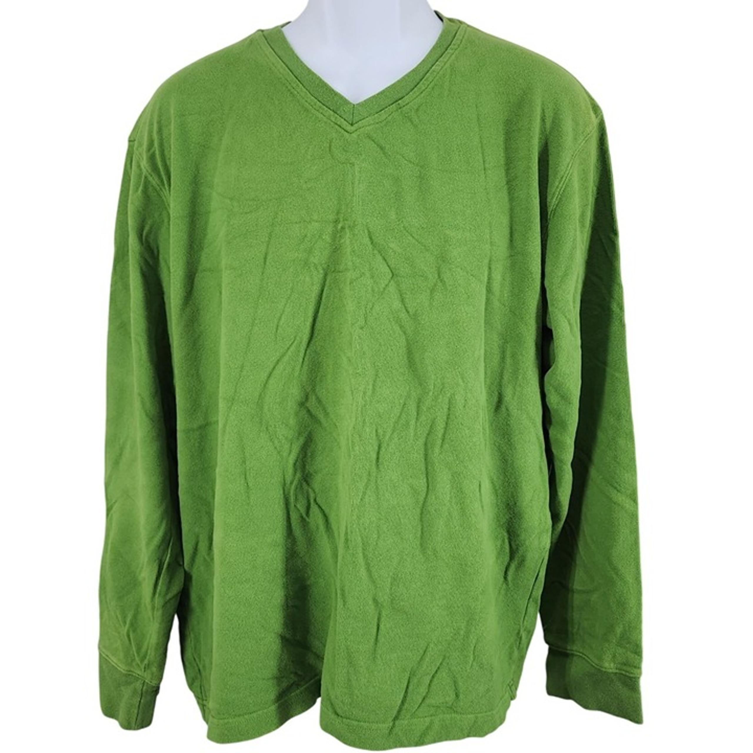 Men's Green Old Navy V-neck Sweater Knit Shirt Pull Over Large 100% Cotton Soft