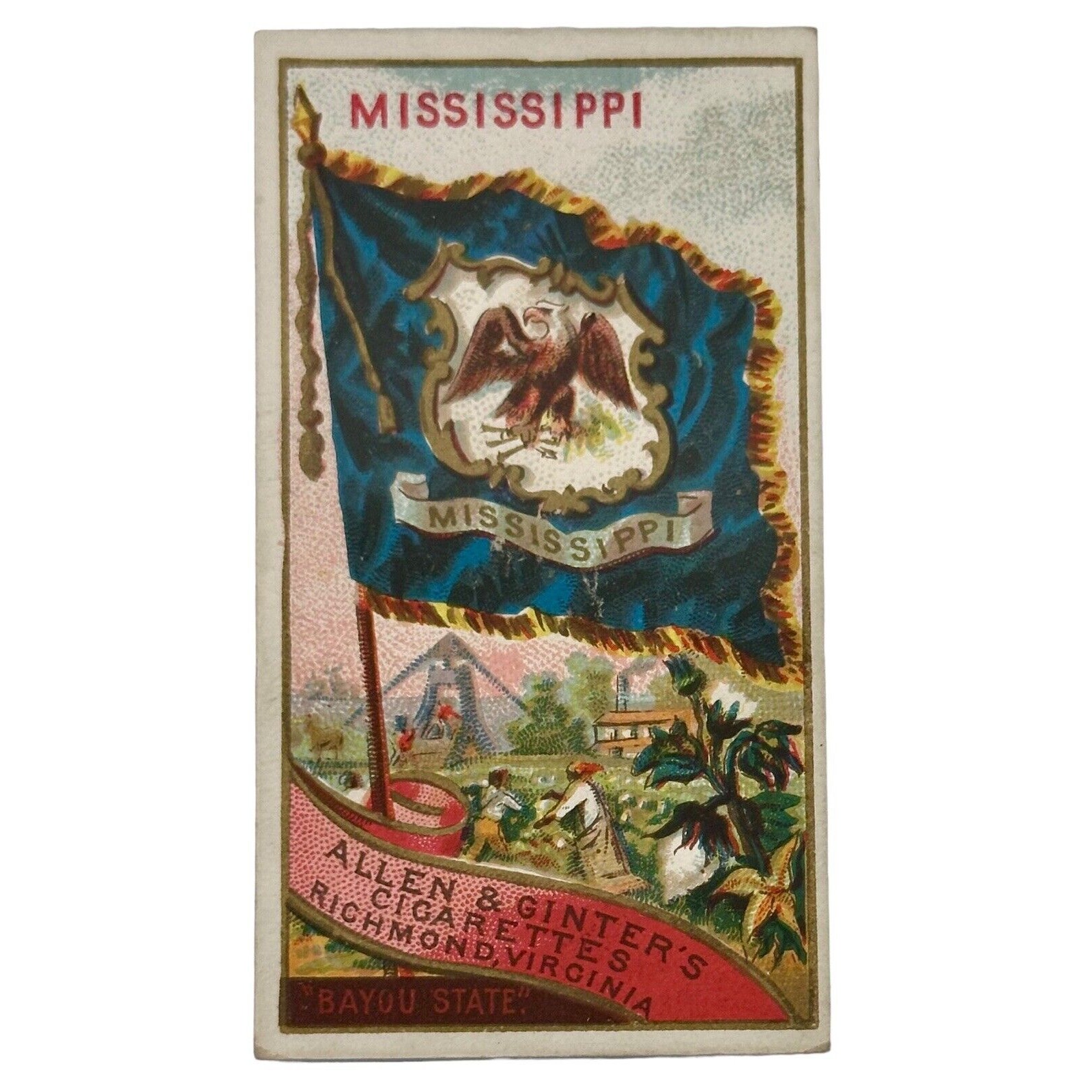 1887 N9 Allen & Ginter’s Flags Of All States & Territories Mississippi Tobacco