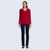 NWT Lands End Mitered thick Cashmere V Neck Sweater Classic Cherry Red size M 12