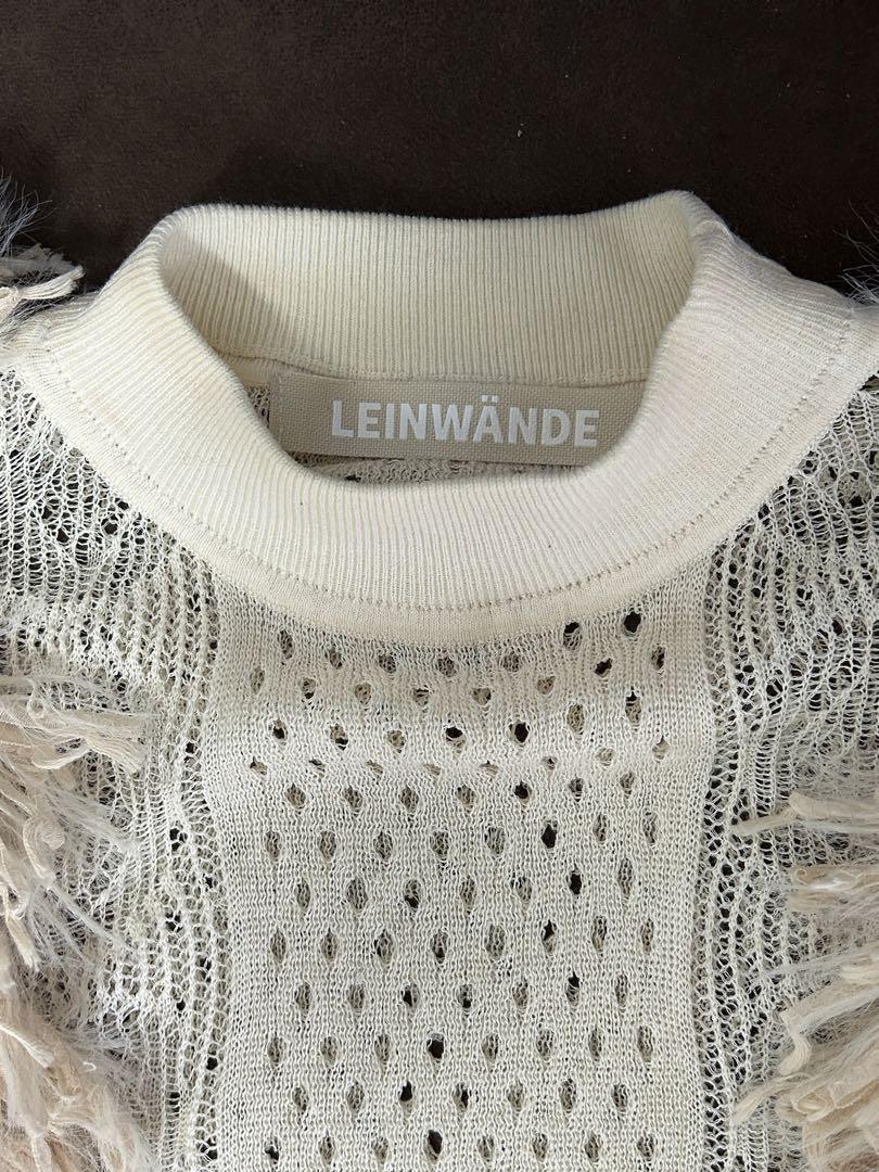 LEINWANDE Mixed Fringe Crop Top Ivory Beige Lace FREE SIZE