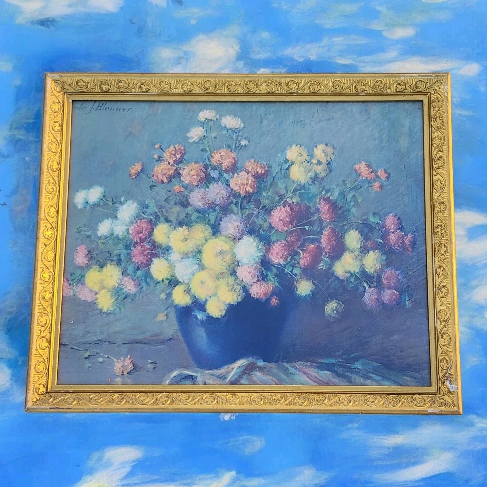 CARLE J. BLENNER BABY MUMS VINTAGE ART PRINT FRAMED