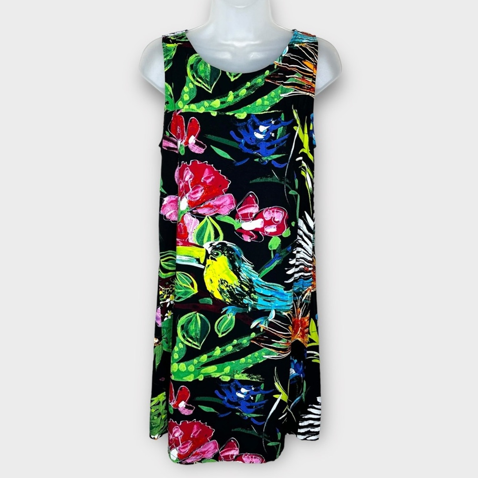 JAMS WORLD Jackie Dress Coral Abyss Hawaiian Sundress Tropical bird Size Medium