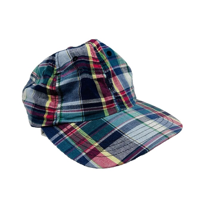 VTG 90s Polo Ralph Lauren Rainbow Madras Plaid Baseball Hat Cap