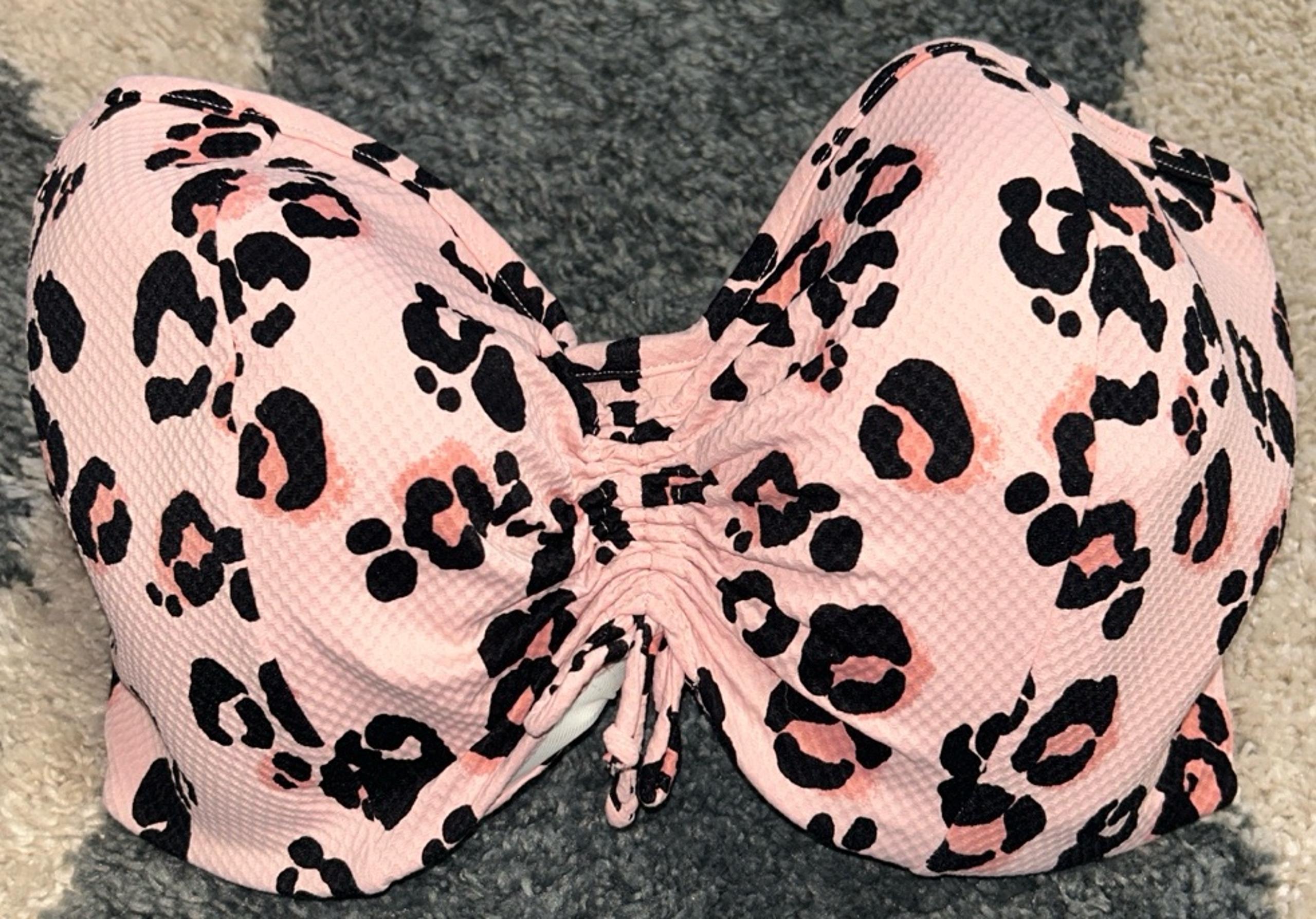 Elomi: Women’s Pink Leopard Print Strapless Bandeau Bikini Top (34K)