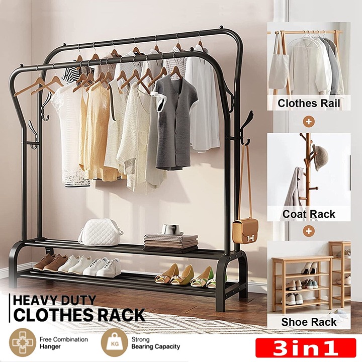 Brand New Heavy Duty Clothing Garment Rack Clothes Organizer Double Rails Hanger