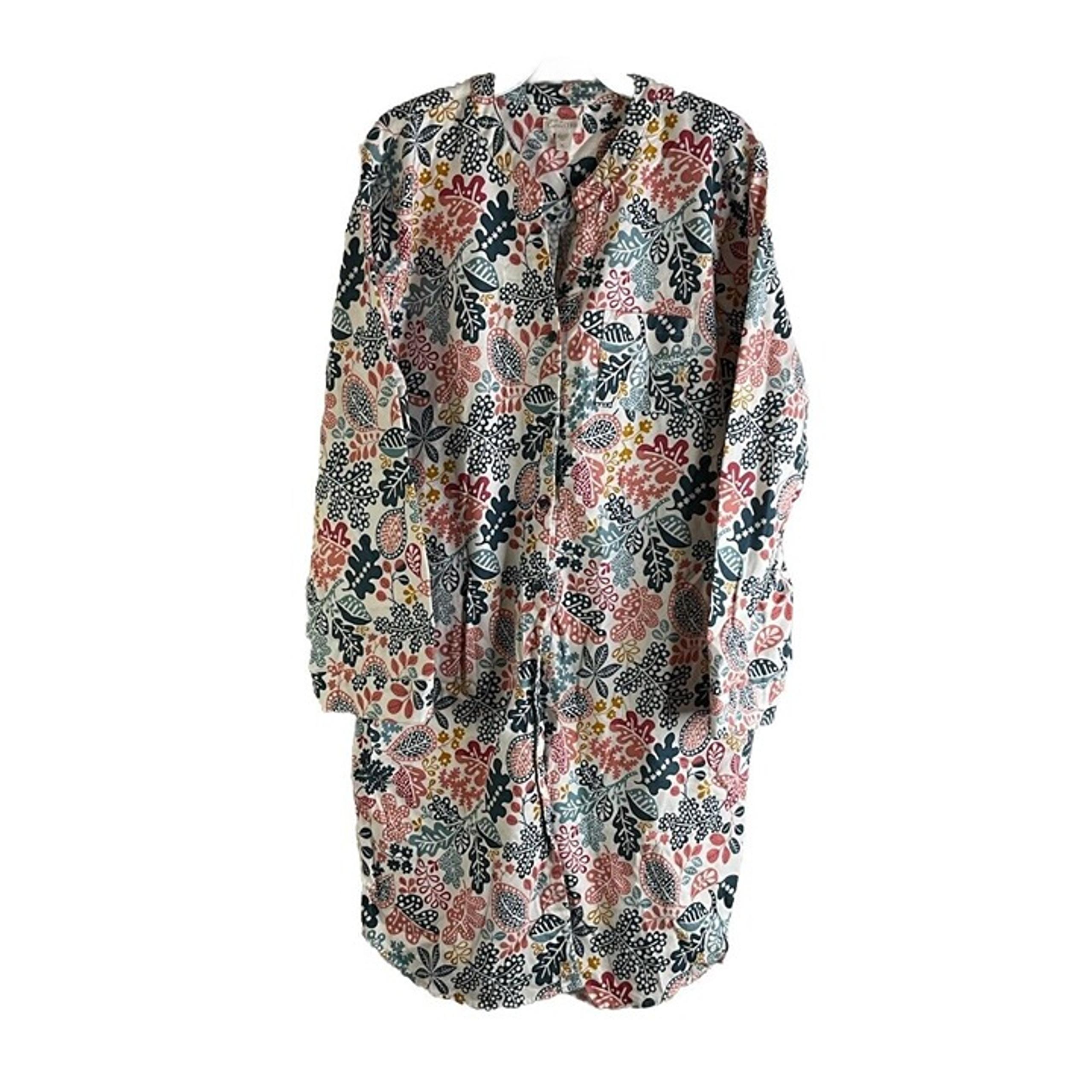 Garnet Hill Womens XL Rainbow Floral Flannel Button Nightgown Pajamas