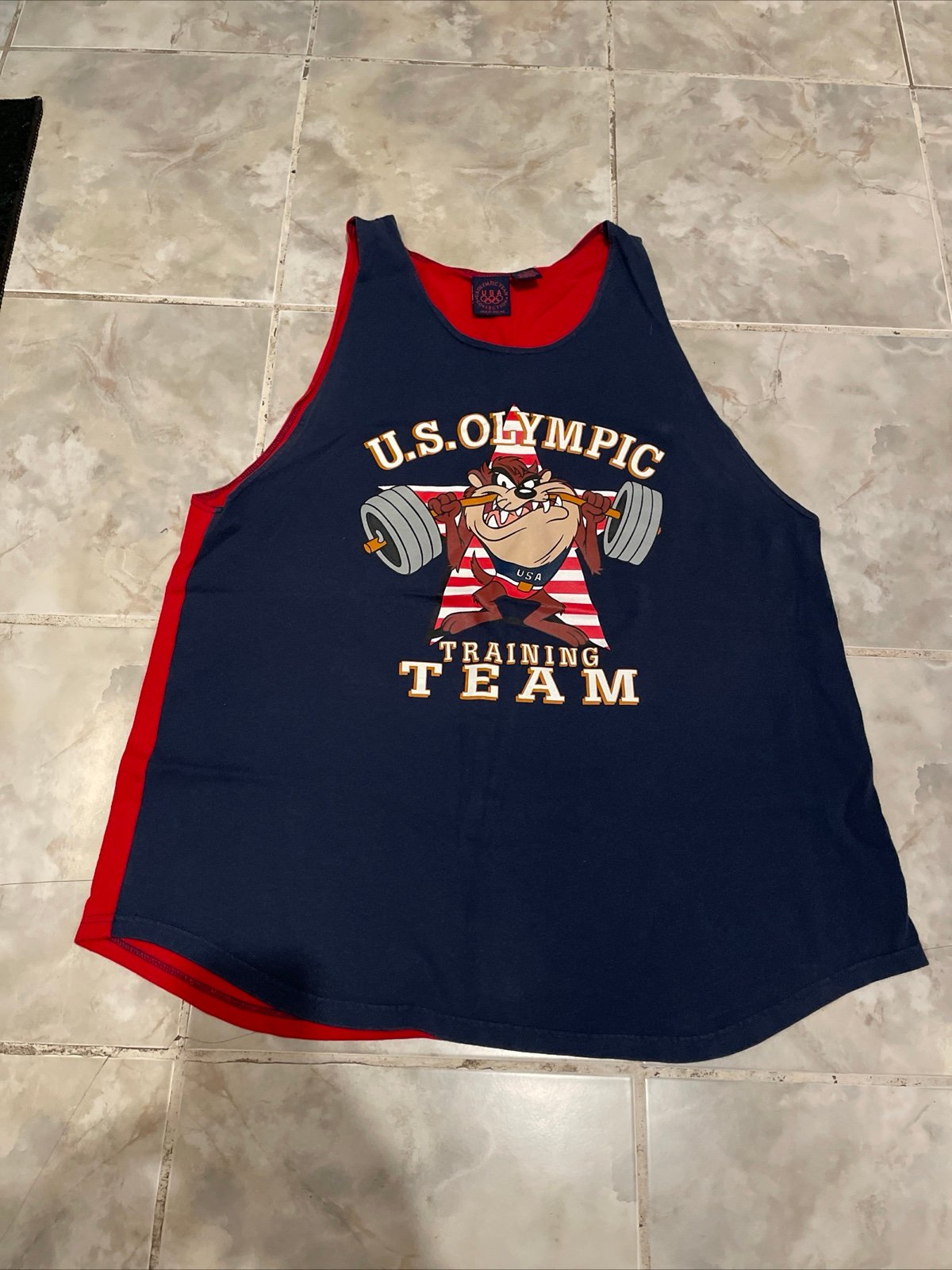 Vintage Taz Usa Olympic Training Team Looney Tunes TankTop 1996 Large 90s Hanes