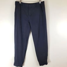 VINCE navy linen mid rise flat front slouchy lightweight jogger ankle pants