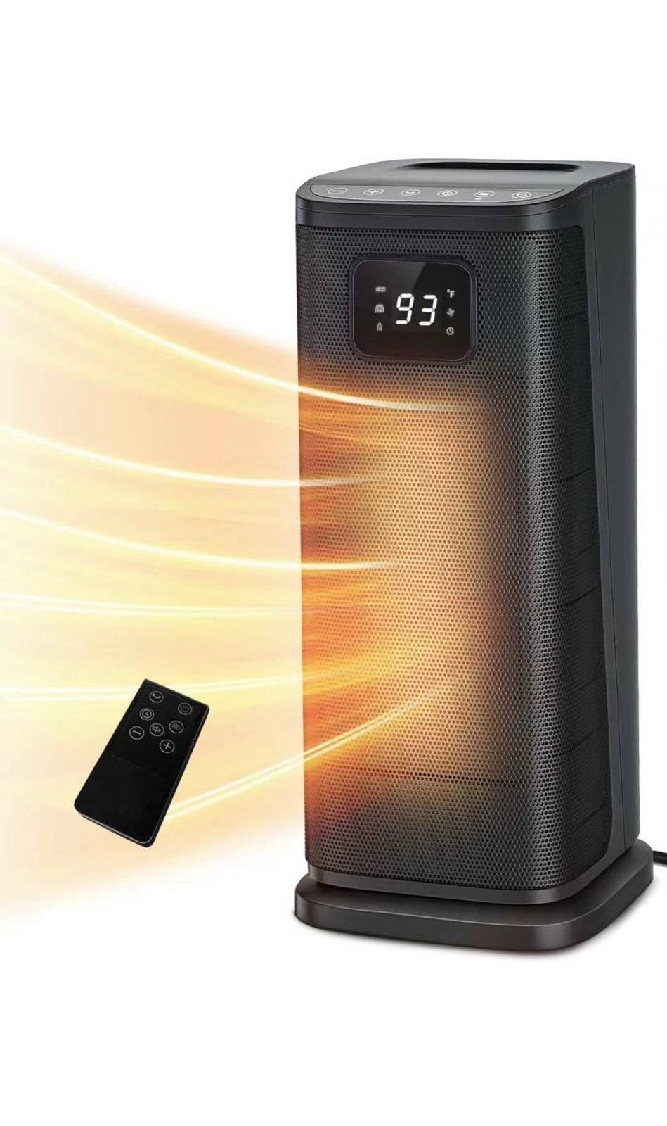 Space Heater for Indoor Use, 1500W Electric Portable Tower Heater w/Thermostat &