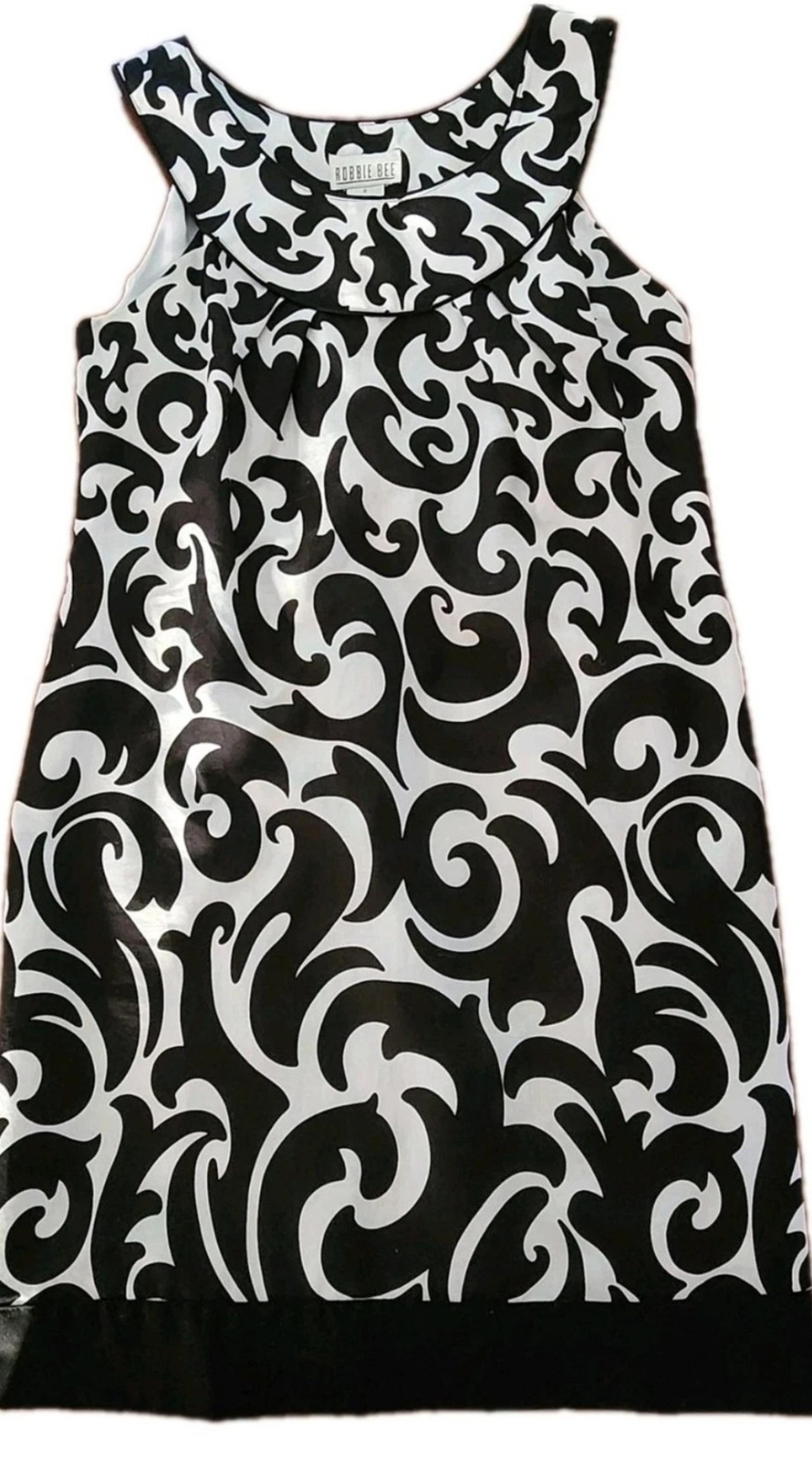 EUC Robbie Bee Dress Black & White Vintage Inspired Abstract Print Size 8
