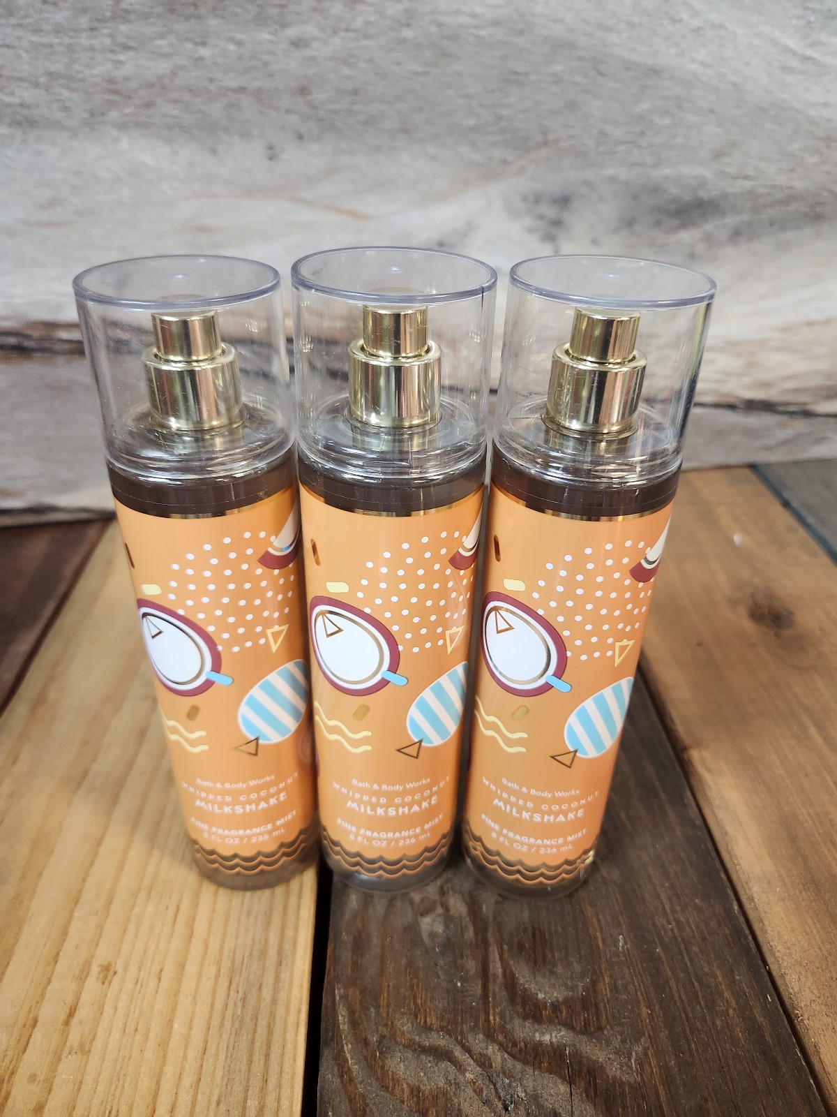 3PK Bath & Body Works Whipped Coconut Milkshake Fragrance Body Mist Spray 8oz