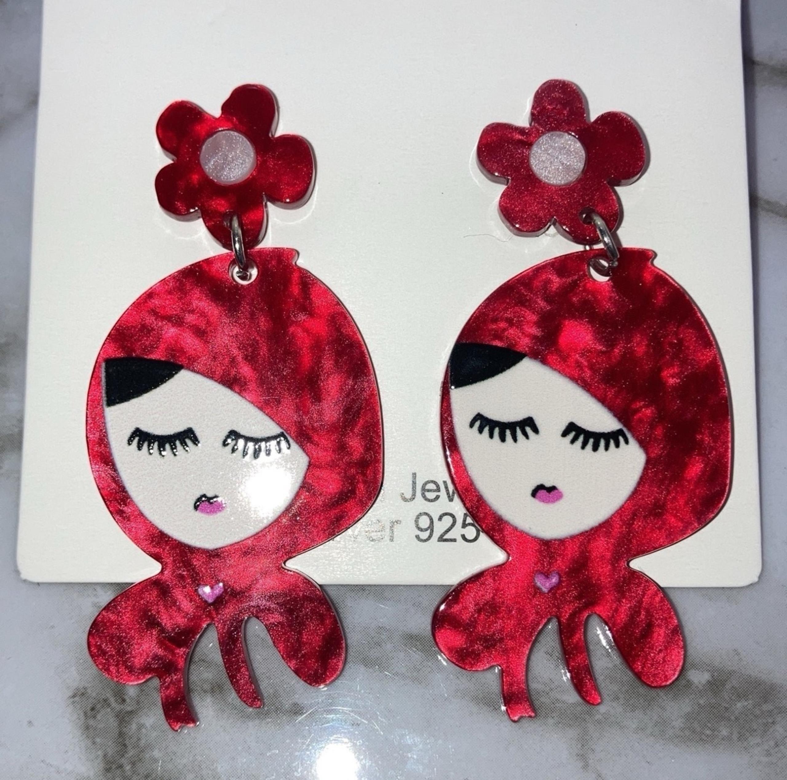 Little Red Riding Hood Flower earrings