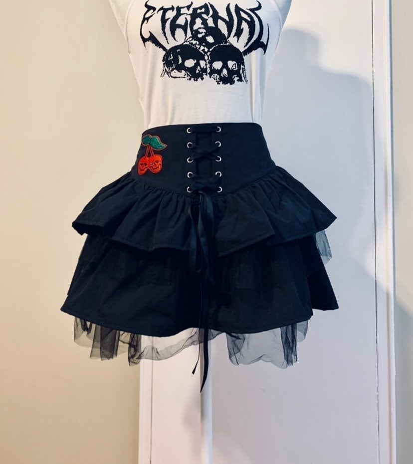 NEW Goth Tier Cherry Skull Corset Skirt