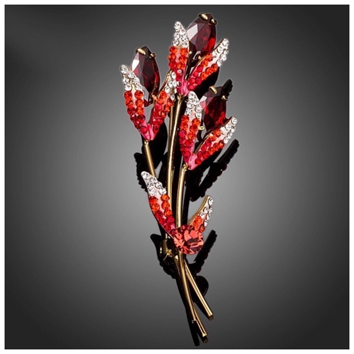 Austrian Crystals Red Bird Of Prey Brooch