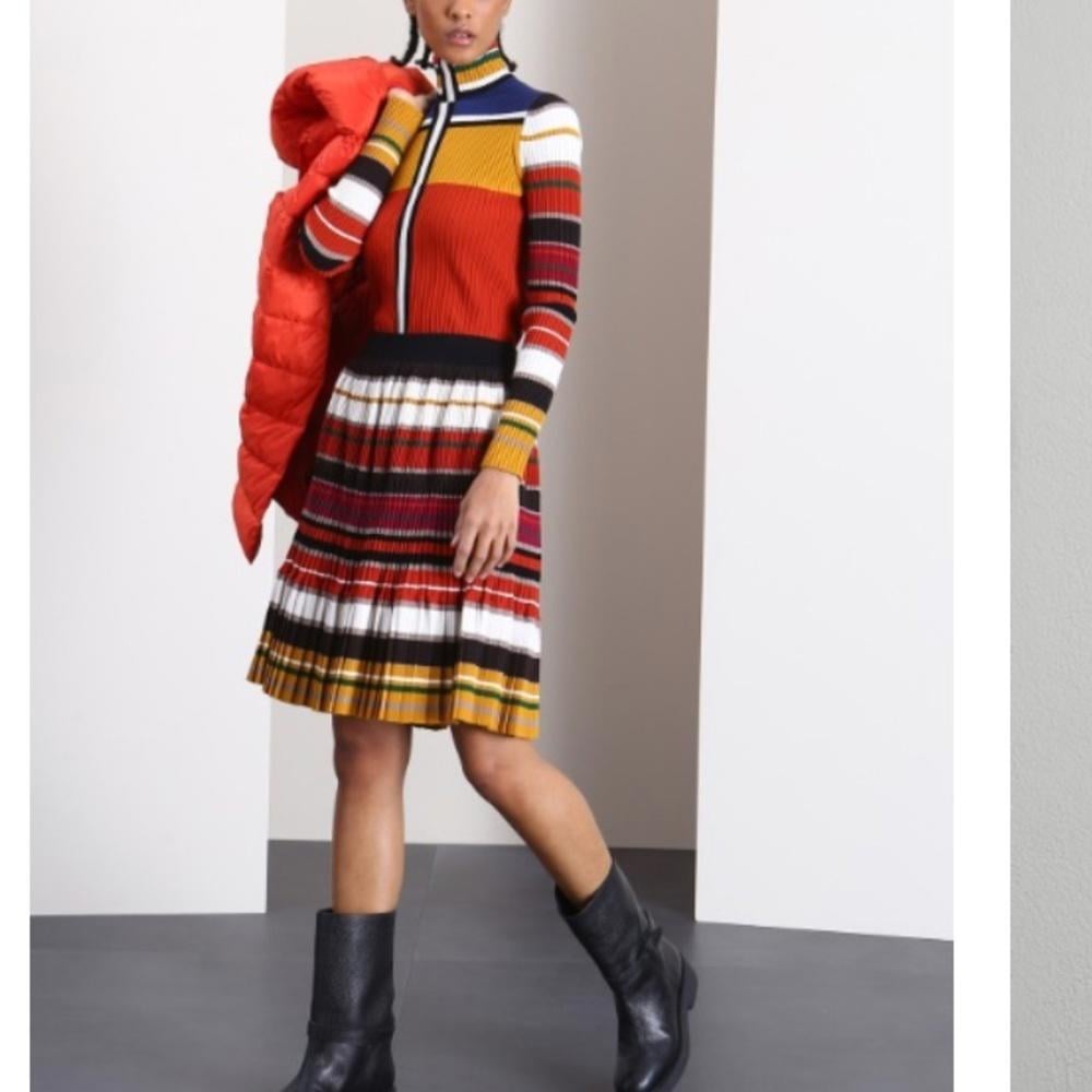 WEEKEND MAXMARA Multicolor Turtleneck Fitted Sweater &Skirt SET Sz:XS/S Spring
