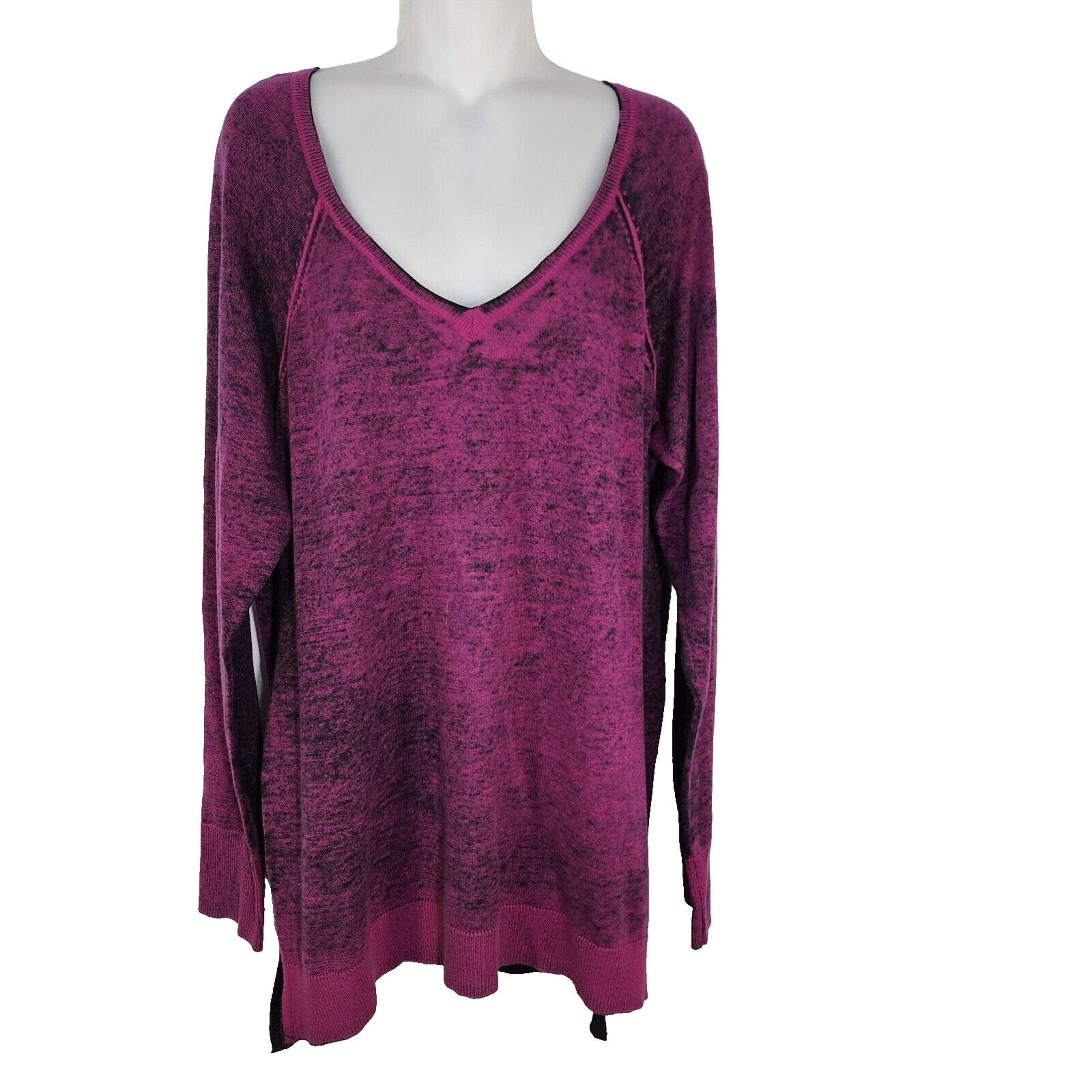 Rock & Republic Tunic Sweater Women's Size XL Pullover Purple V Neck Grunge 90s