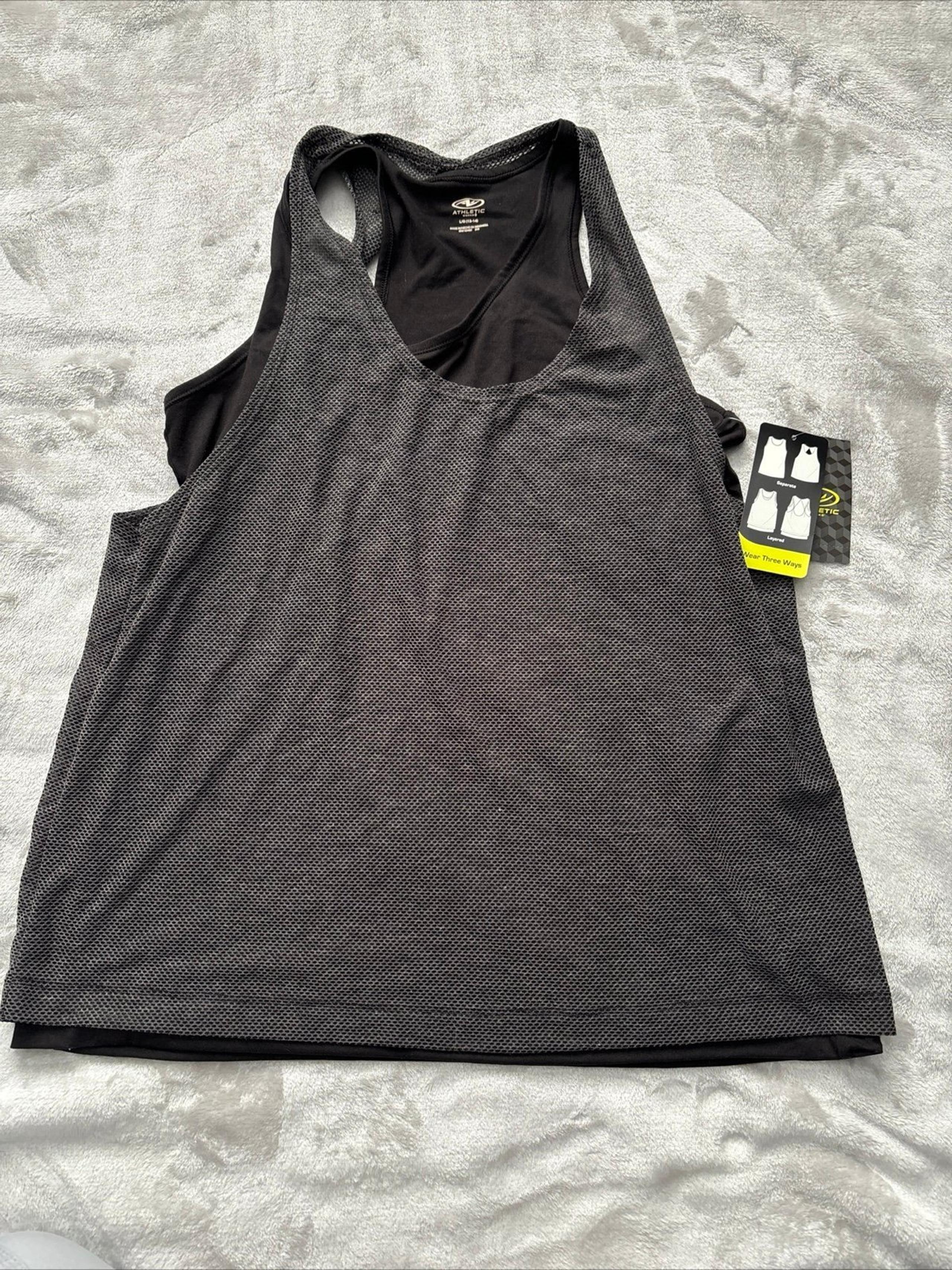 Athletic Works Layered Tank Top Womens Size Large Black NWT