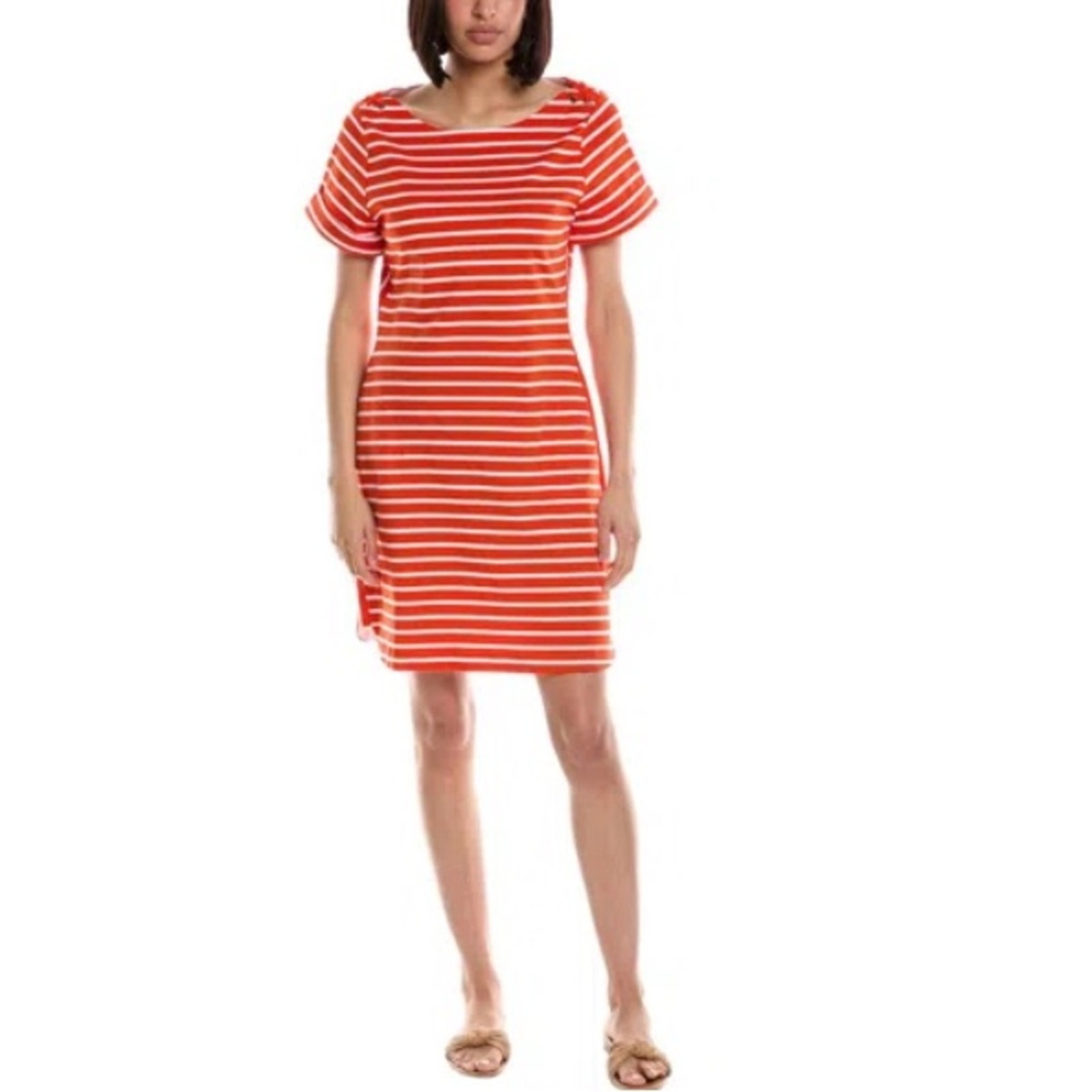 TOMMY BAHAMA JOVANNA STRIPE MINI DRESS IN ORANGE /WHITE Womens XL