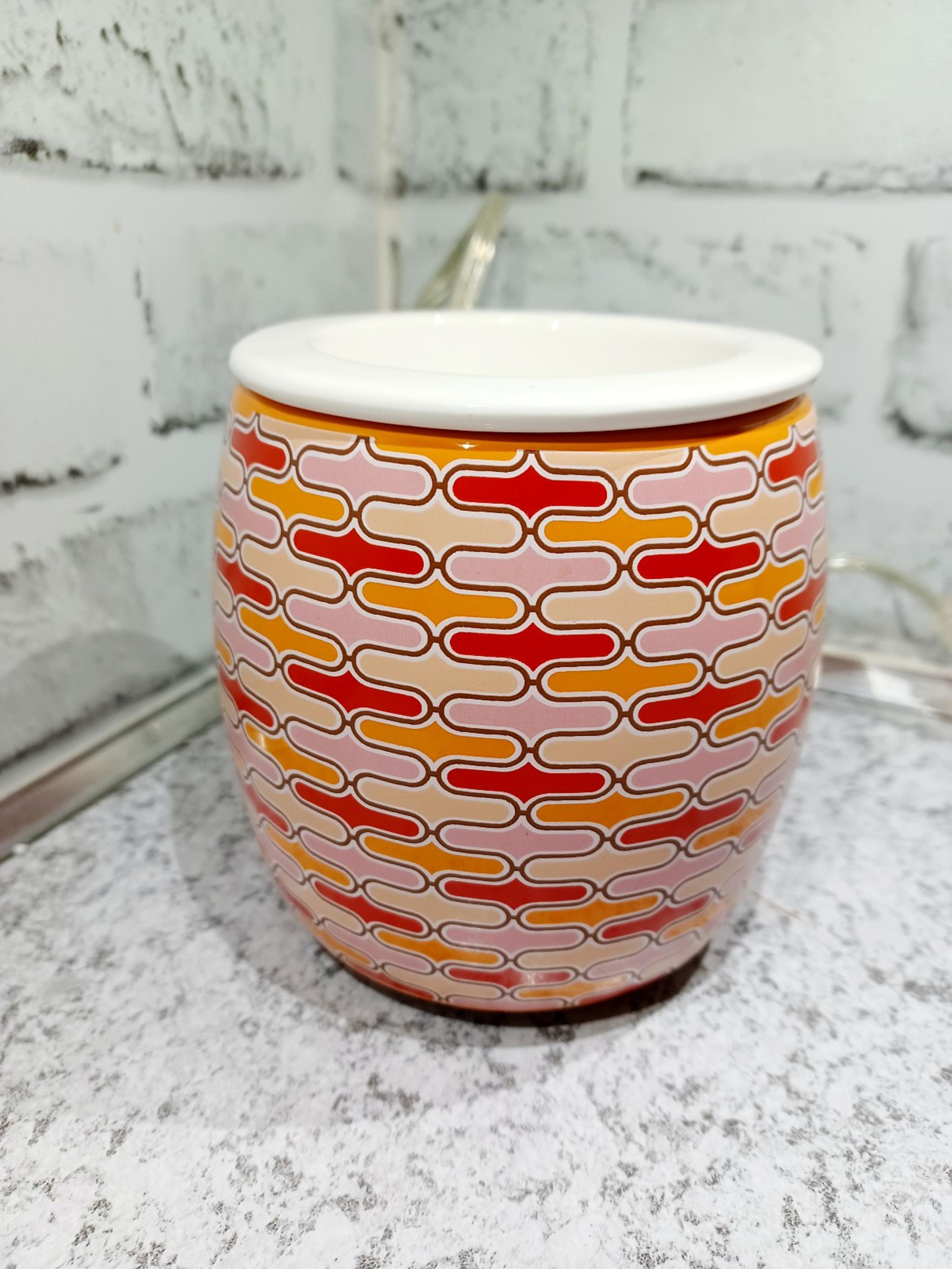 Retro Geometric Simmer Pot Pink Zebra Wax Warmer Orange Red White warms oil nwob