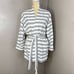 Bathrobe Sz L Waffle White & Black Stripes tie
