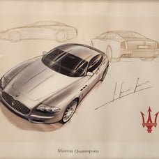 Maserati Quattroporte Art Print Lithograph Numbered Signed Engineer Pininfarina