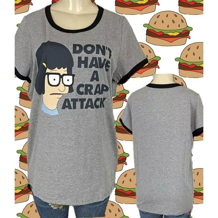 Bob Burger's 0 Gray Tina Don't Have A Crap Attack Graphic Crew Short Sleeve Tee