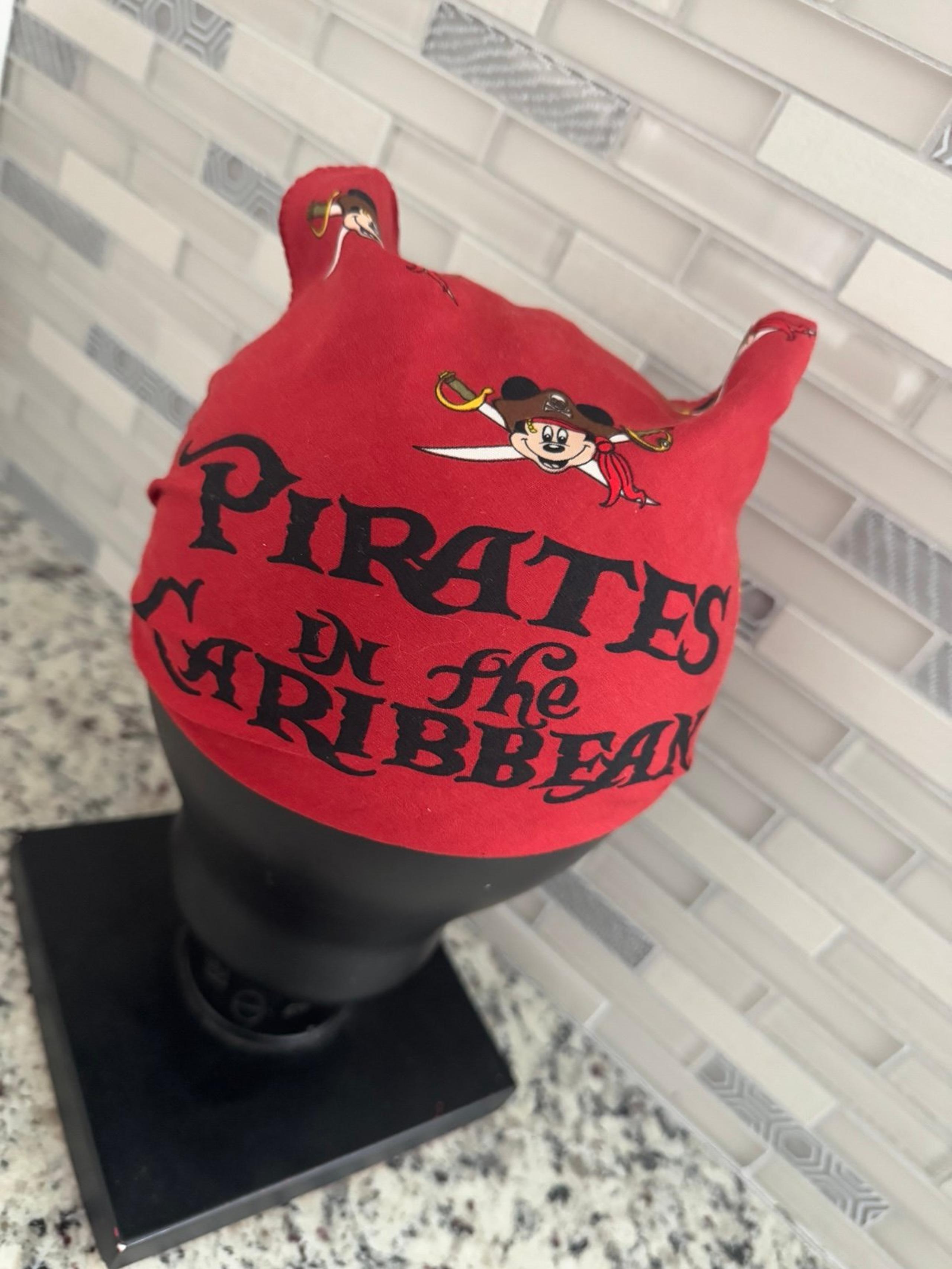 Vintage 90s Walt Disney World Pirates of the Caribbean Bandana Hat Mickey Mouse