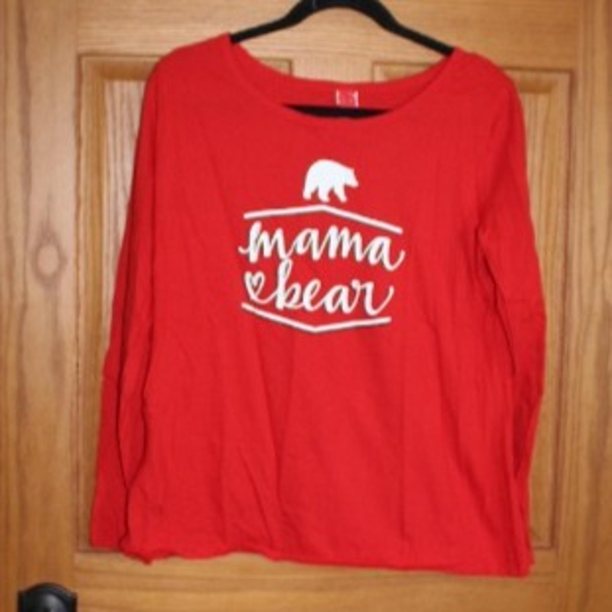 Target Brand Women's XL Mama Bear Long Sleeve Sleep T-Shirt Red
