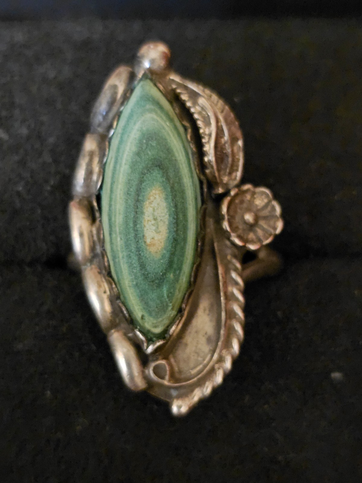 Sterling Silver Navajo Sharon Cisco Malachite Ring (Vintage)