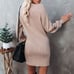 New Balloon sleeve Turtleneck Knitted Sweater Dress