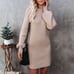 New Balloon sleeve Turtleneck Knitted Sweater Dress