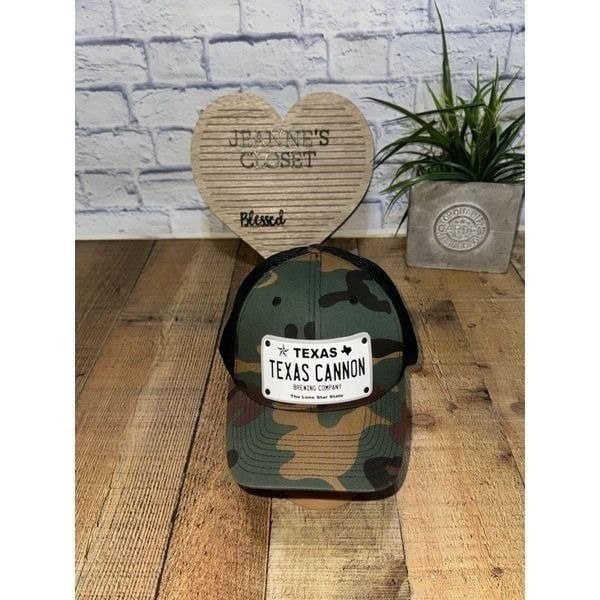 CityLocs Hat Mens One Size Camo Texas Cannon Brewing Leather Patch Snapback Cap