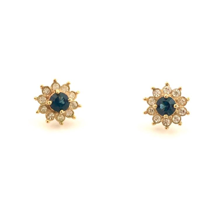 Vintage Blue Rhinestone Starburst Studs