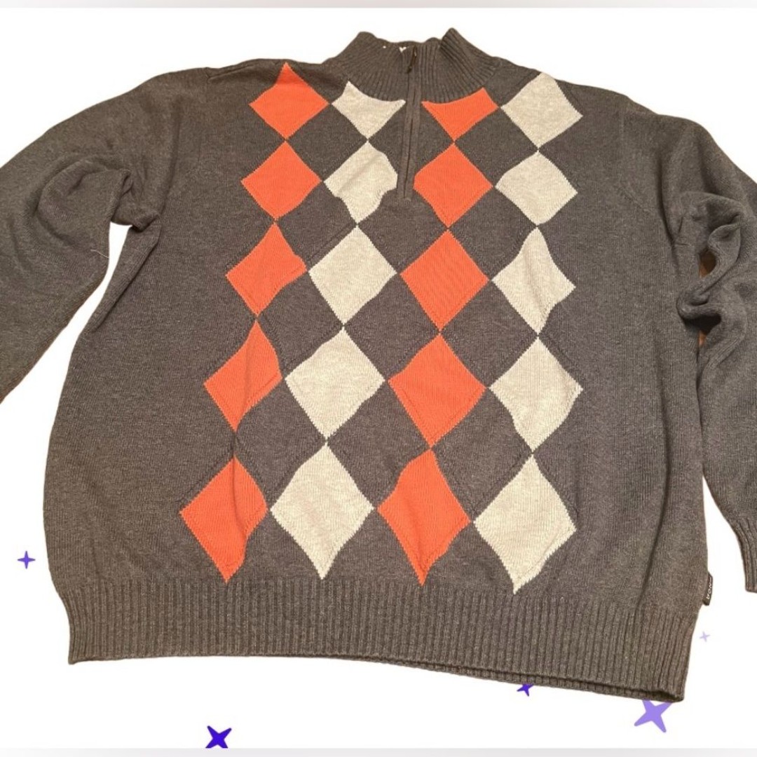 IZOD argyle 100% cotton sweater, size Large.