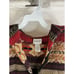 Vintage 90s Womens Medium Western Navajo Knit Hooded Long Cardigan Sweater Coat