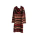 Vintage 90s Womens Medium Western Navajo Knit Hooded Long Cardigan Sweater Coat