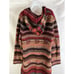 Vintage 90s Womens Medium Western Navajo Knit Hooded Long Cardigan Sweater Coat