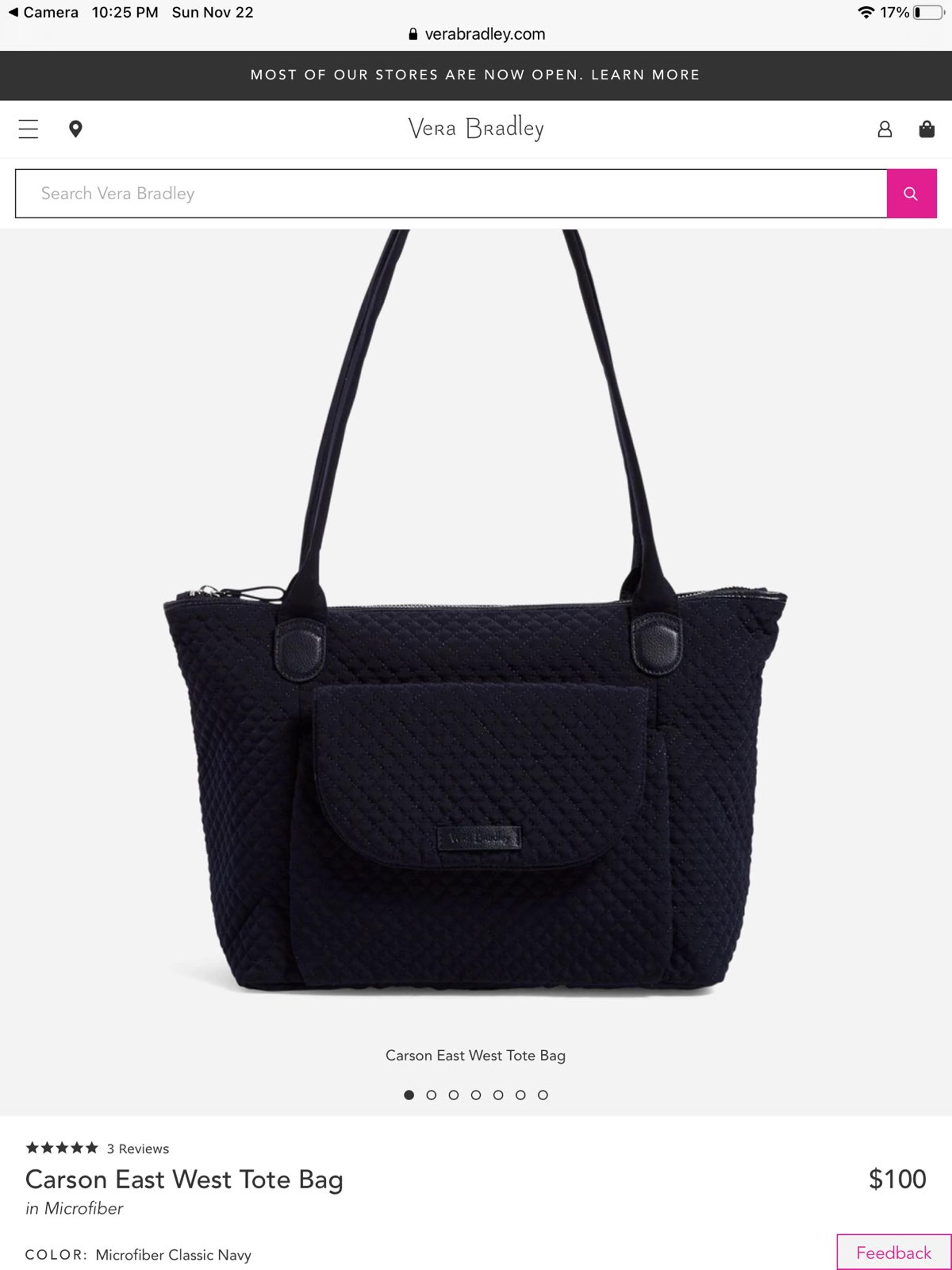 Vera Bradley Carson East/West Tote Navy