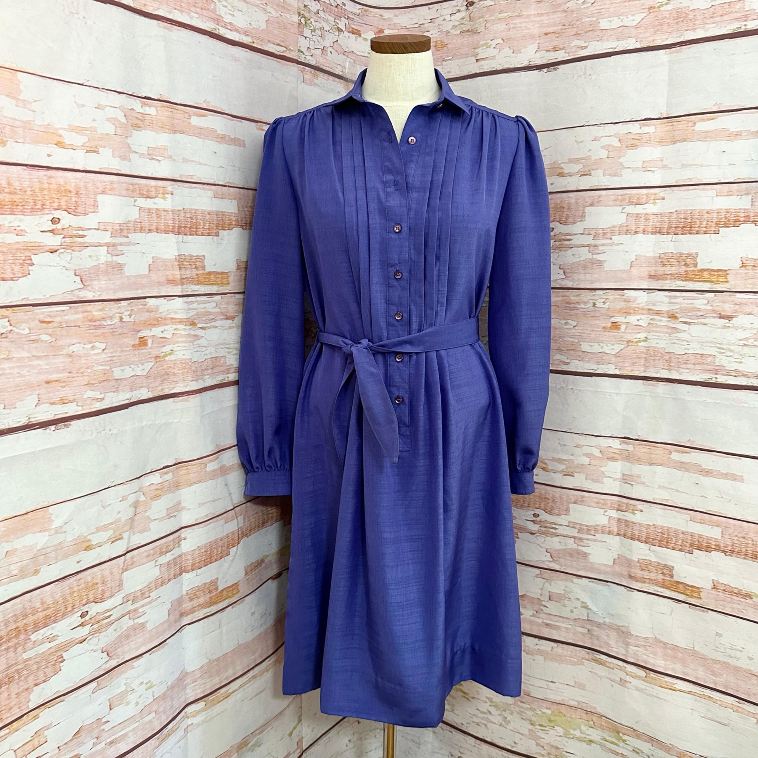 Vintage pleat front purple shift dress