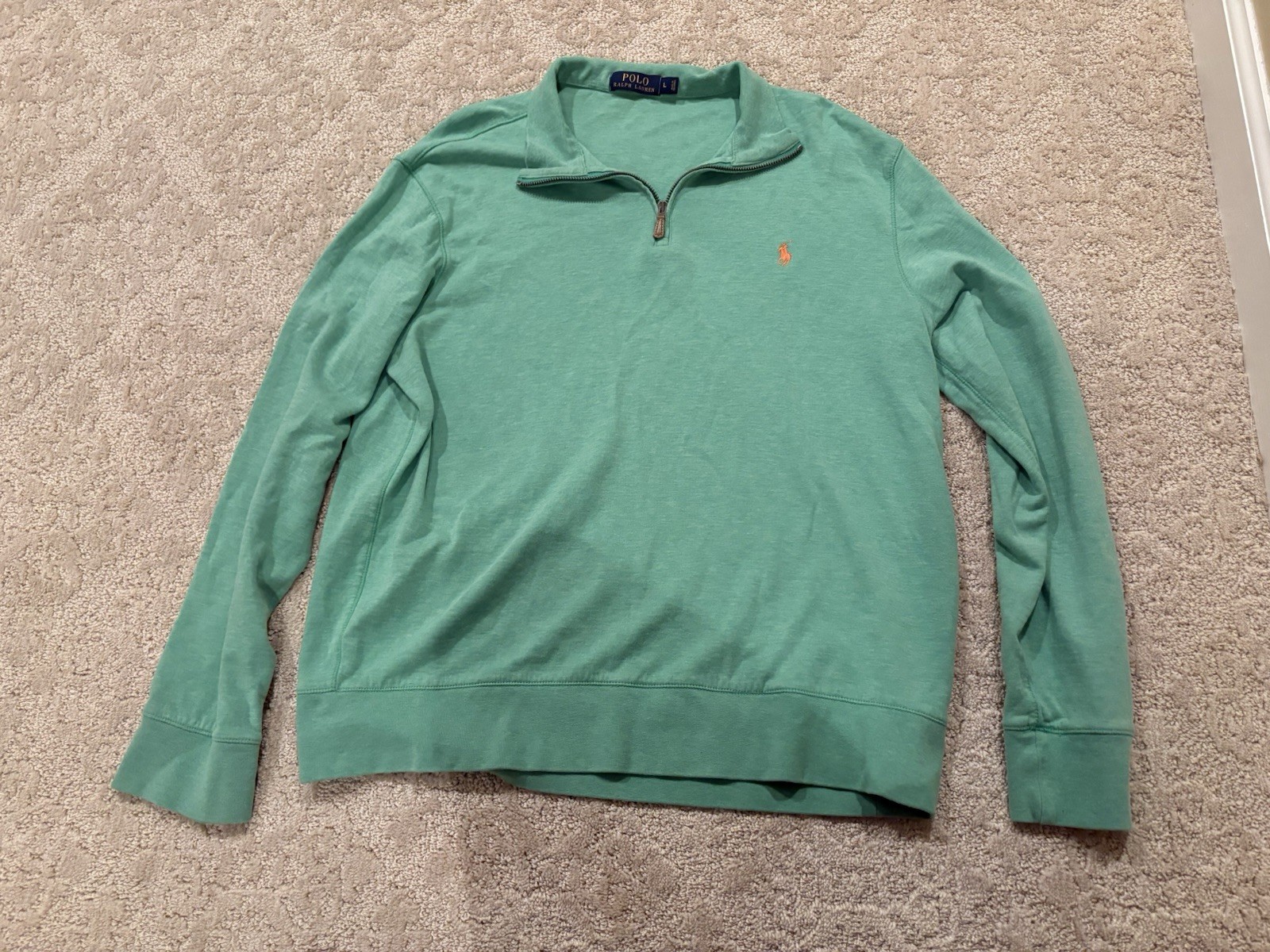 Polo Ralph Lauren Easter Green 1/4 Zip Preppy Long Sleeve Pullover Men’s Large